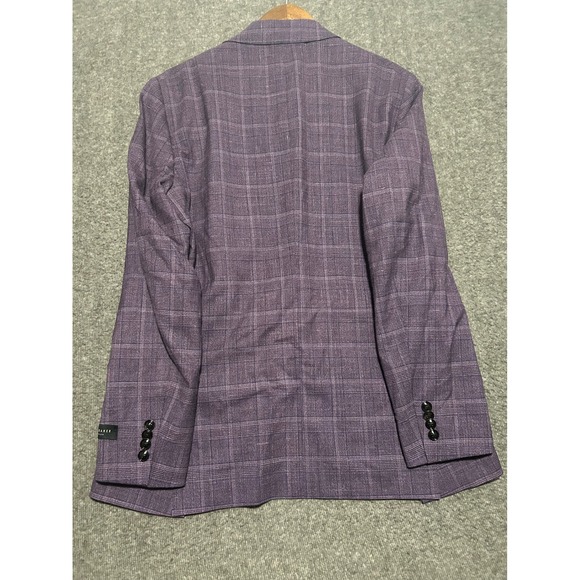 Ted baker suit Karl sport blazer modern size 40R windowpane purple new unlined - Picture 2 of 13